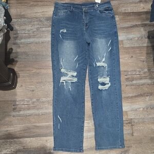 Distressed Blue Jeans
